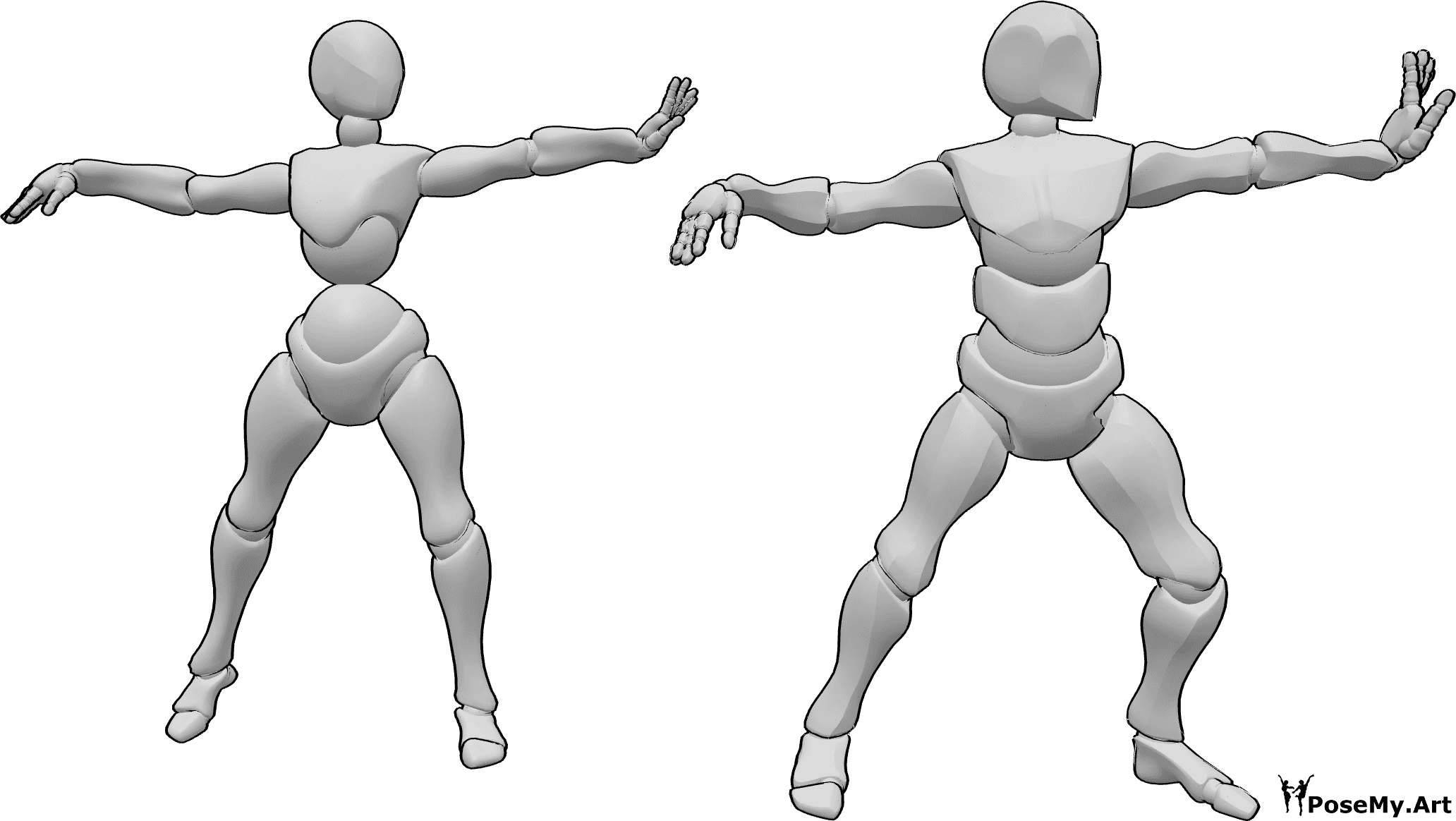 Pose Reference- Female male tai chi pose - Female and male are doing relaxing tai chi together