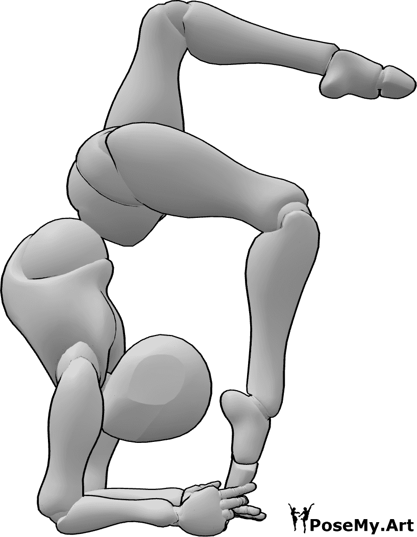 Pose Reference- Acrobatic elbow handstand pose - Female is performing an acrobatic elbow standing pose