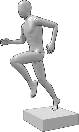 Referência de poses- Manequim em forma em pose de corrida - Manequim desportivo masculino, pose de corrida