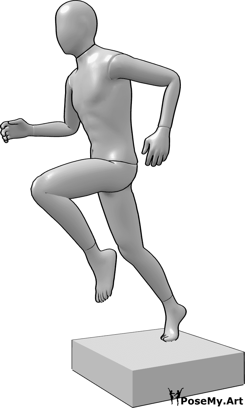 Pose Reference- Fit mannequin running pose - Male sport mannequin, running pose