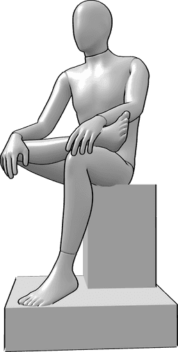 Referencia de poses- Hombre sentado en pose de maniquí - Hombre casual sentado en pose de maniquí