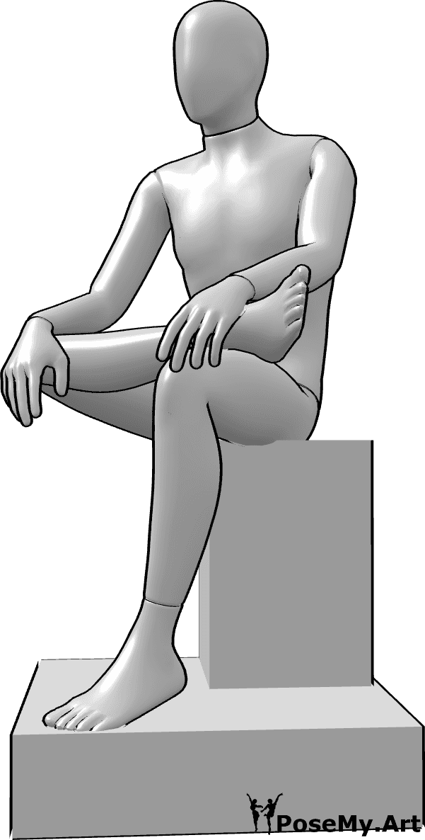 Pose Reference- Male sitting mannequin pose - Male casual sitting mannequin pose
