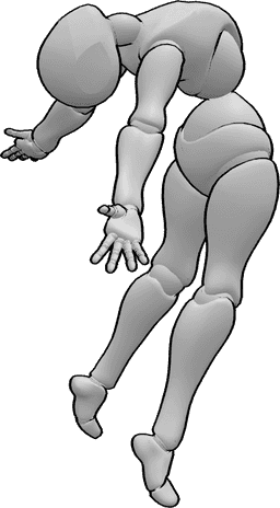 Referencia de poses- Postura de danza femenina con la espalda arqueada - Postura femenina de danza sobre las puntas de los pies con la espalda arqueada