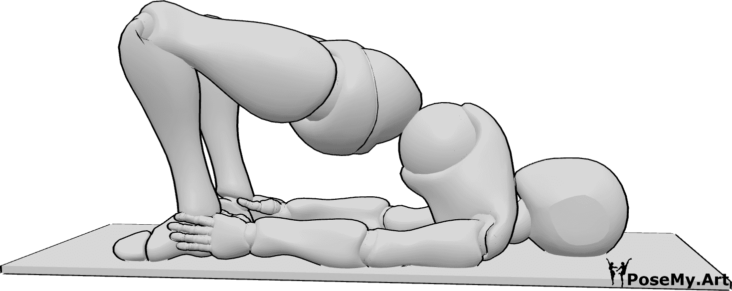 Pose Reference- Holding ankles yoga pose - Female is lying on the yoga mat and holding her ankles
