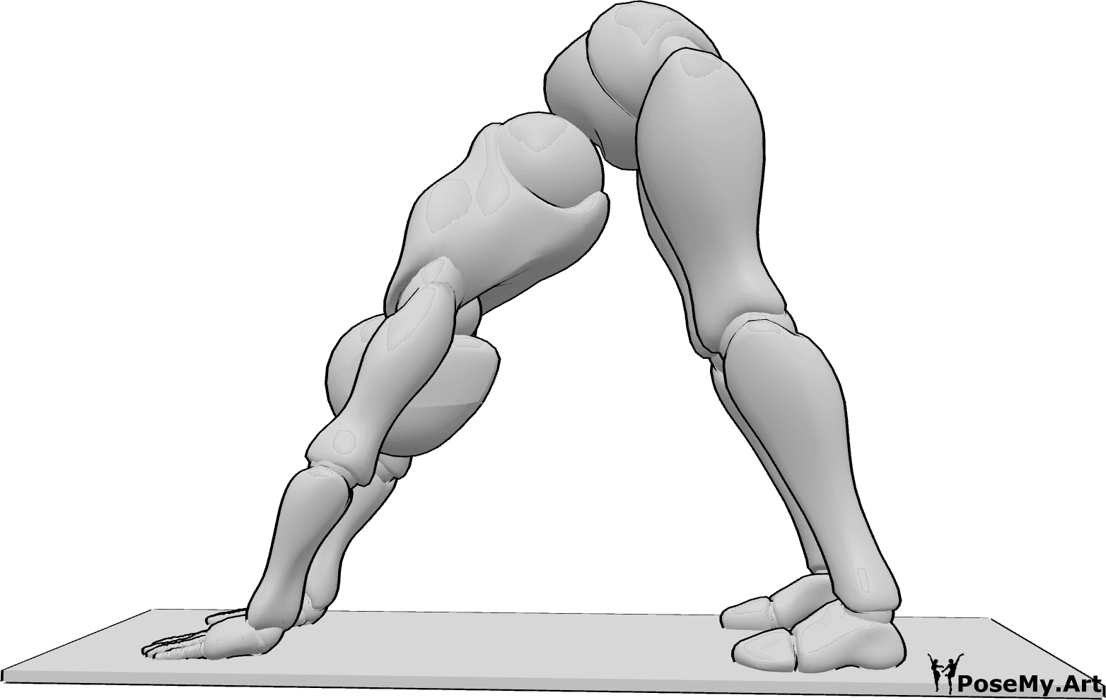 Pose Reference- Straight legs hands yoga pose - Female is doing yoga on the yoga mat, hands and feet on the yoga mat