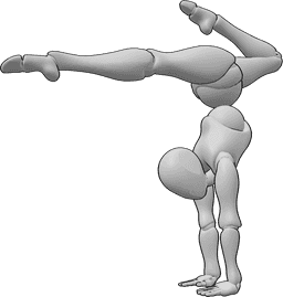 Referencia de poses- Postura acrobática con las manos en alto - Mujer realizando una pose acrobática con las manos en alto