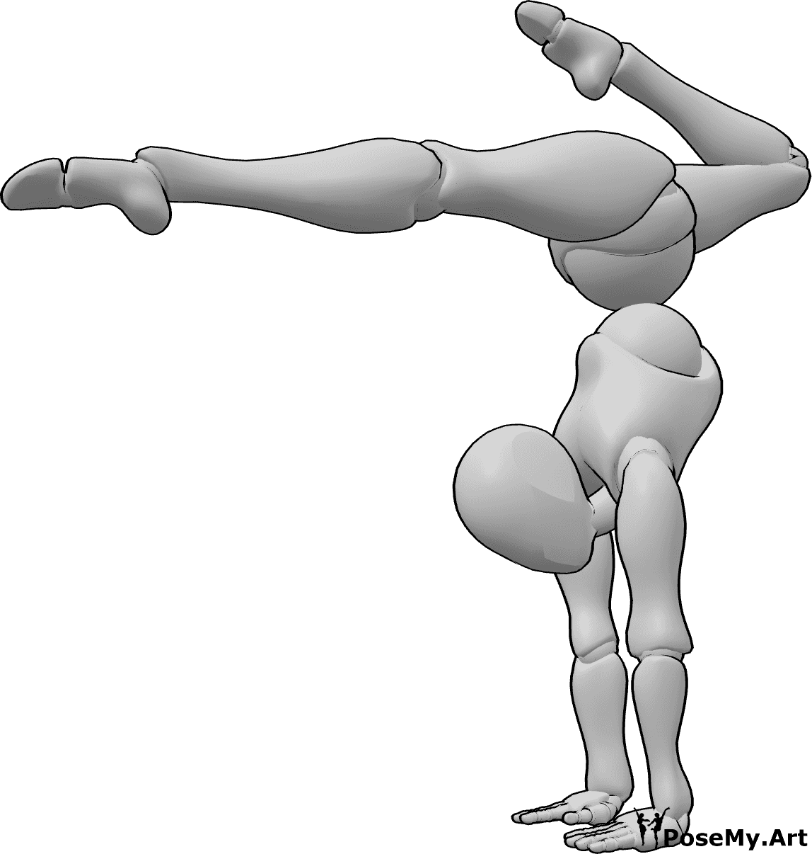 Pose Reference- Acrobatic handstanding pose - Female is performing an acrobatic handstanding pose