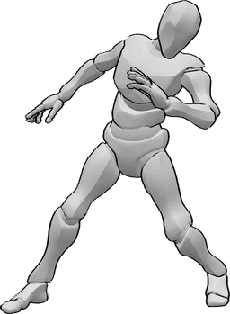 Référence des poses- Pose de danse masculine penchée vers la gauche - Pose de danse masculine avec les jambes écartées et penchées vers la gauche
