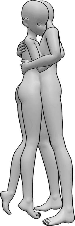 Posen-Referenz- Anime romantische Umarmung Pose - Anime weibliche und männliche Paar romantische Umarmung Pose