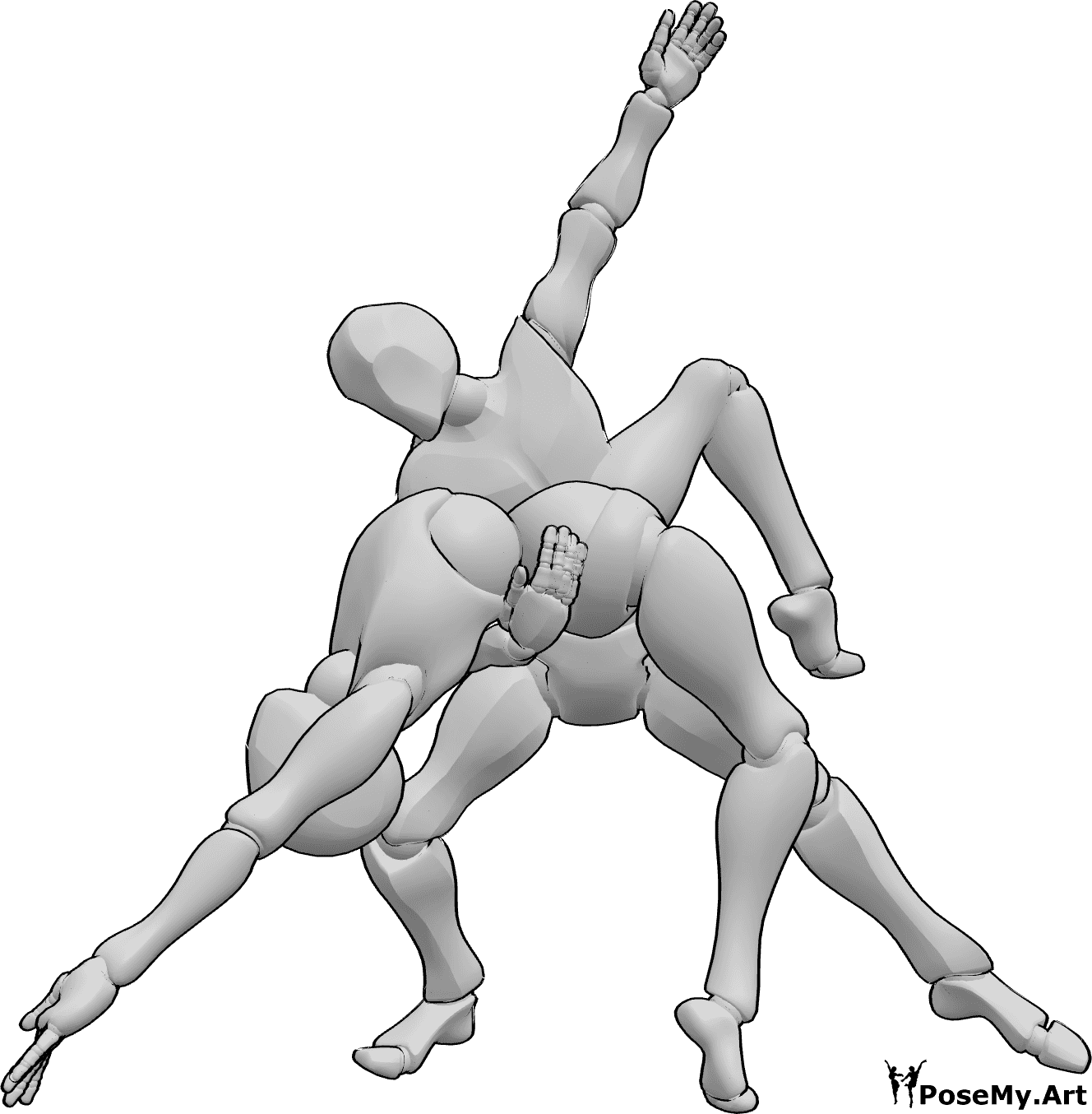 Pose Reference- Female male tango pose - Dynamic tango pose, male is holding the female with right hand