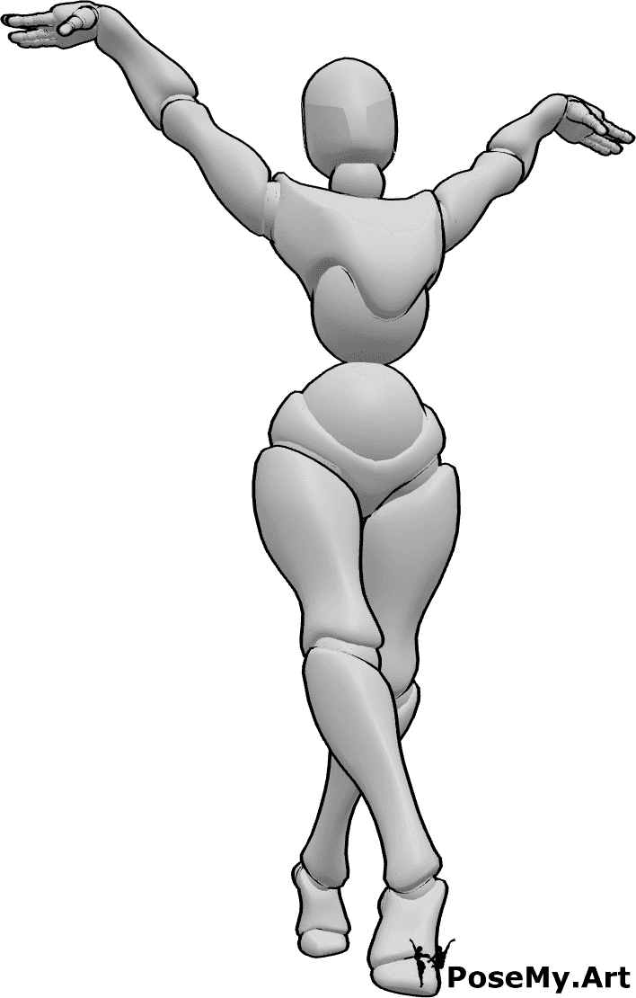 Pose Reference- Tango dancer walking pose - Female tango dancer walking pose with raised hands