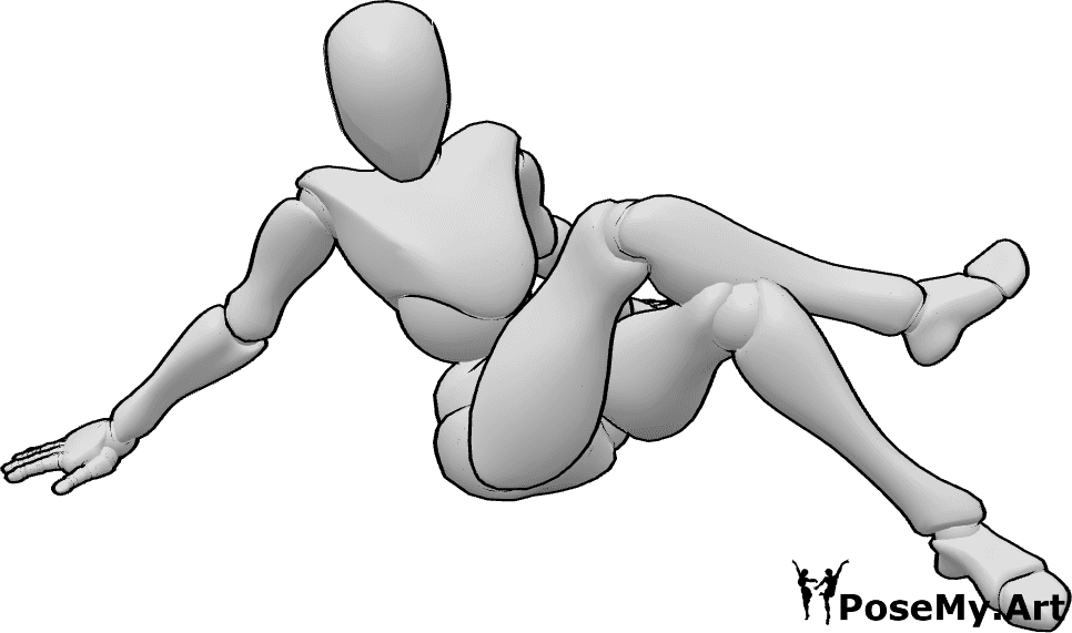 Pose Reference- Female laying pose crossed legs - Female laying in a cute pose with crossed legs and arms supporting