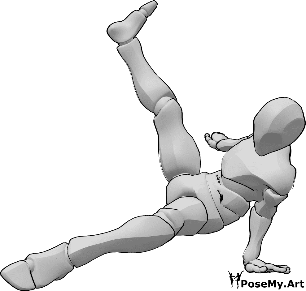 Pose Reference- Breakdance flare pose - Male breakdancer is handstanding, doing breakdance flare