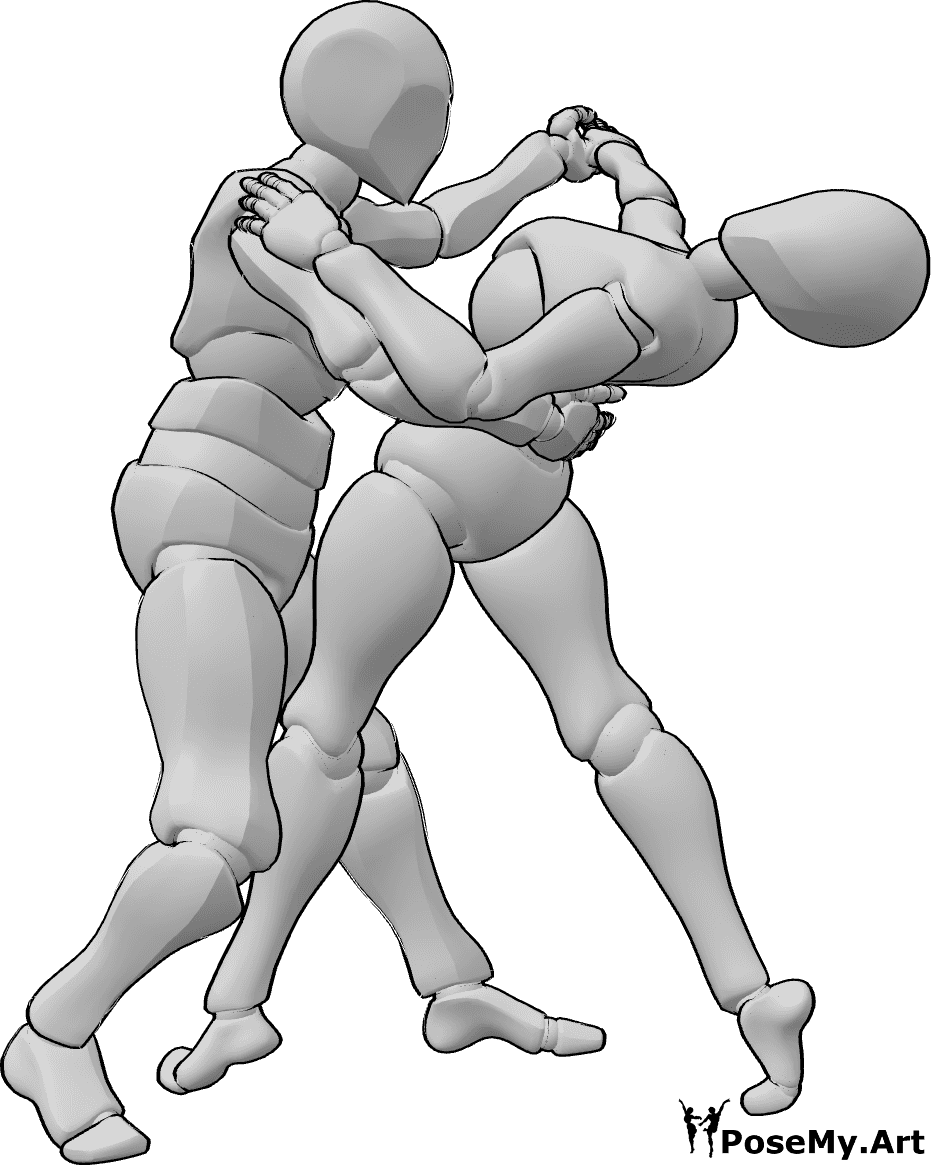 Pose Reference- Couple waltz dance pose - Couple is dancing waltz, the female is leaning back and the male is holding her waist