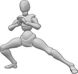 Posen-Referenz- Fitness-Aufwärmpose - Fitness-Frau wärmt sich auf und macht Dehnübungen
