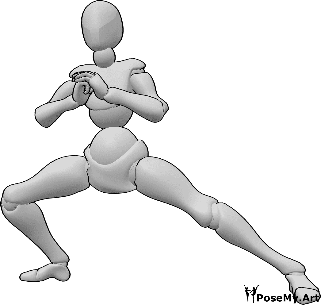 Pose Reference- Fitness warming up pose - Fitness female is warming up and doing stretches