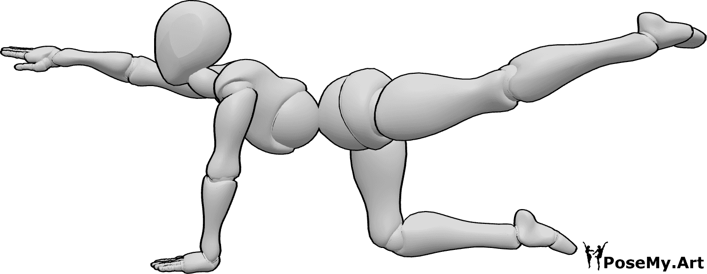 Pose Reference- Female yoga ground pose - Fitness female is doing yoga on the ground, raising her right arm and left leg