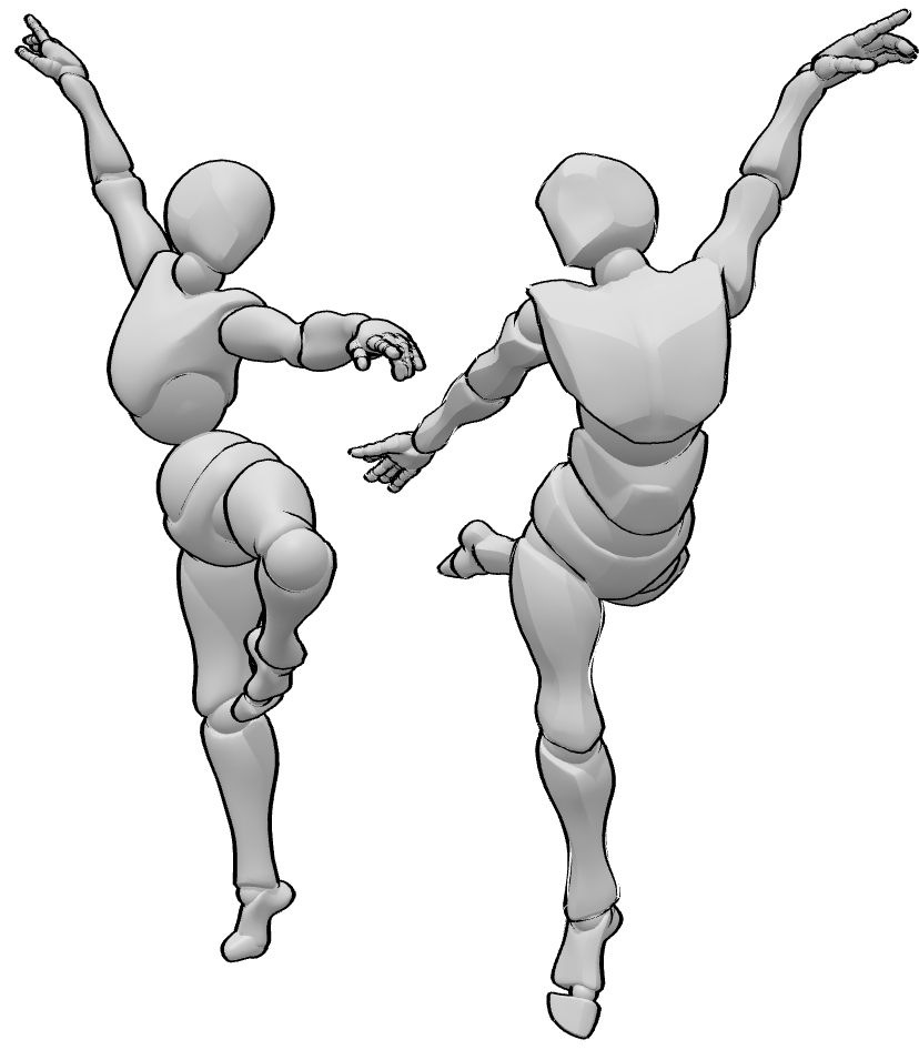 3D Models posed as dancing with Pose My Art