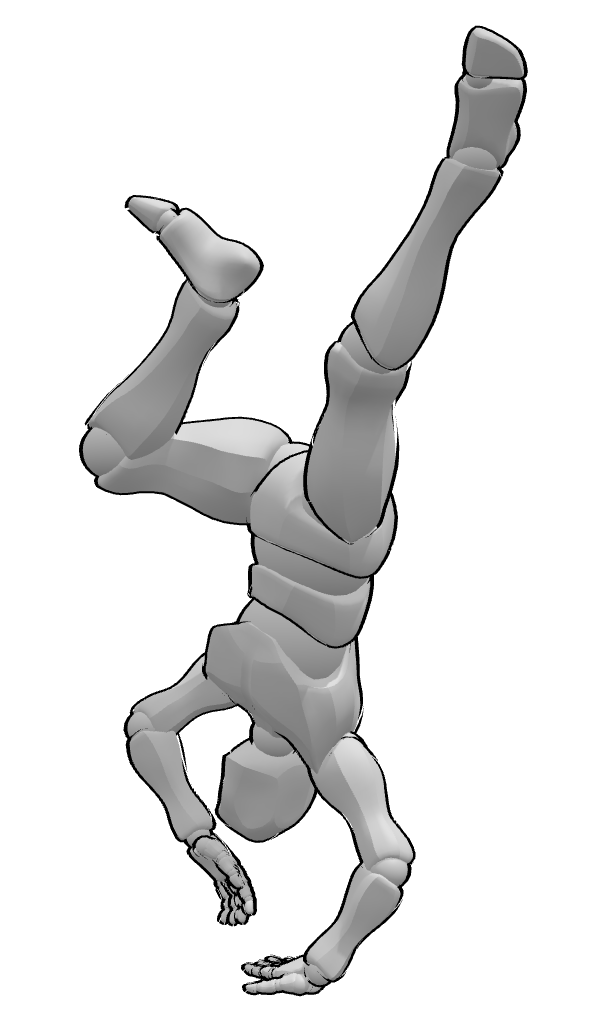 3D model in the middle of a hand stand animation