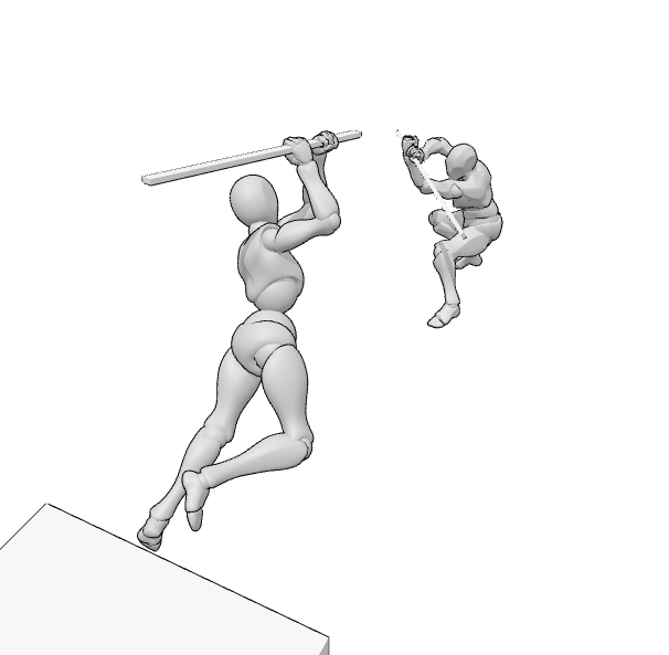 3D scene with PoseMyArt - Sword fight jump attack