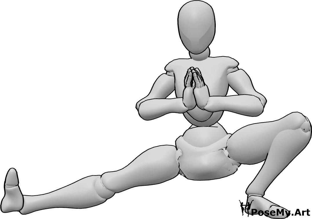 Pose Reference - Half squat yoga pose - Female is doing yoga, doing a half squat yoga pose