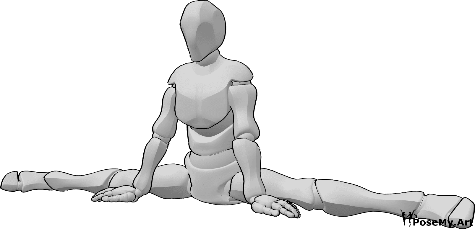 Pose Reference - Male side split pose - Male is doing a side split, leaning on his hands and looking forward