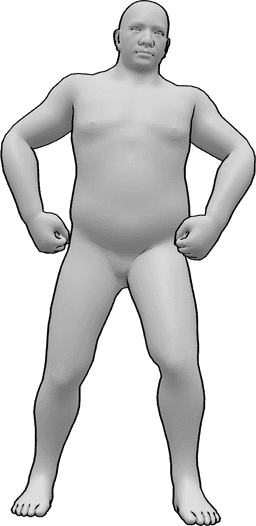 Pose Reference - Standing sumo pose - Male sumo wrestler is standing, posing, showing his muscles