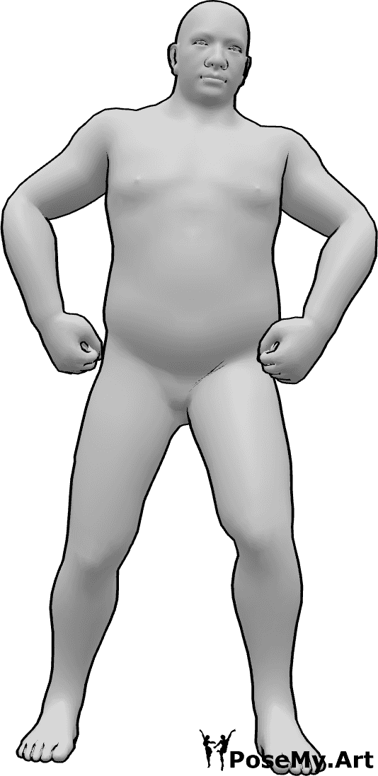 Pose Reference - Standing sumo pose - Male sumo wrestler is standing, posing, showing his muscles