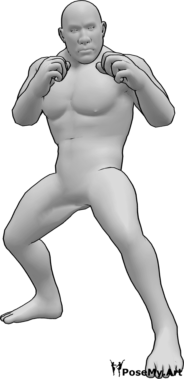 Pose Reference - Boxing stance pose - Brute male is standing in boxing position, ready to fight