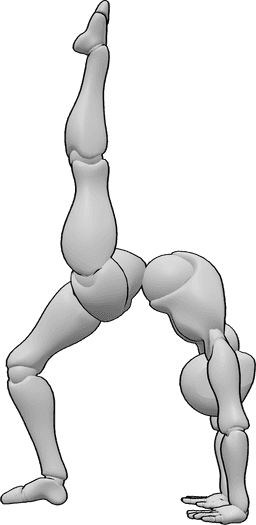 Riferimento alle pose- Posa del ponte avanzata - Posa flessibile del ponte avanzato femminile, sollevando in alto la gamba sinistra