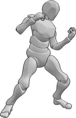 Referência de poses- Pose de uppercut de esquerda - Male está a lançar um uppercut de esquerda, boxe com a mão esquerda