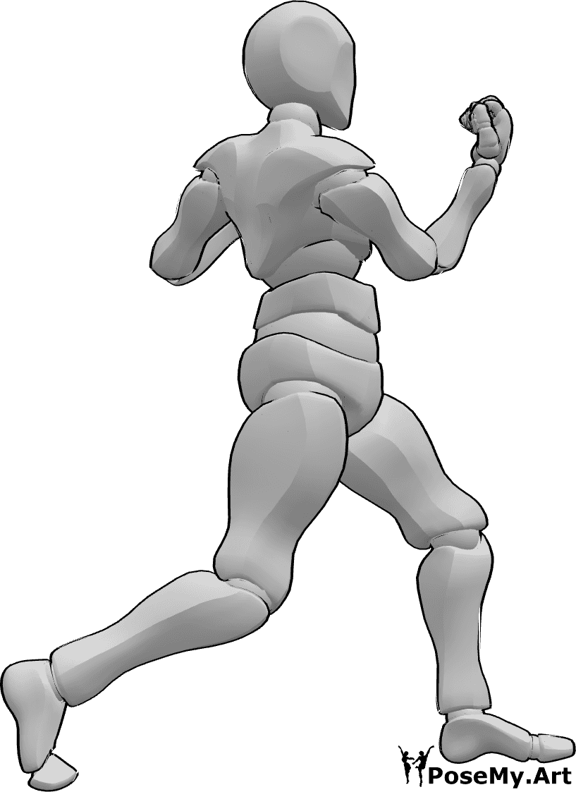Referencia de poses- Postura de uppercut derecho - Male está lanzando un uppercut de derecha, box punching con la mano derecha