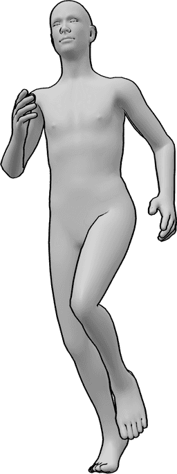 Posen-Referenz- Männliche Laufpose - Männchen läuft, schaut nach vorne und läuft geradeaus