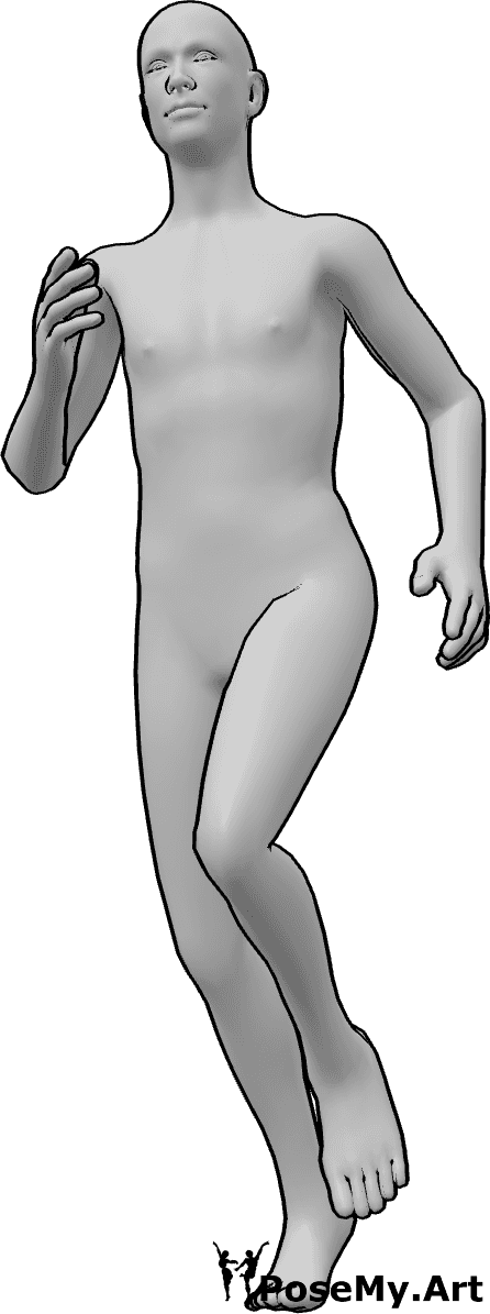 Posen-Referenz- Männliche Laufpose - Männchen läuft, schaut nach vorne und läuft geradeaus