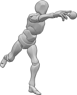 Posen-Referenz- Baseball-Wurfpose - Der Baseballspieler steht und wirft den Ball mit der rechten Hand