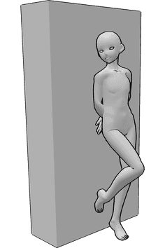 Référence des poses- Pose dos au mur - Base d'animation homme debout avec le dos contre le mur pose