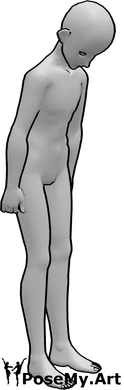 Posen-Referenz- Formale Verbeugungshaltung - Anime Basis männlich in einer formalen Verbeugung Pose