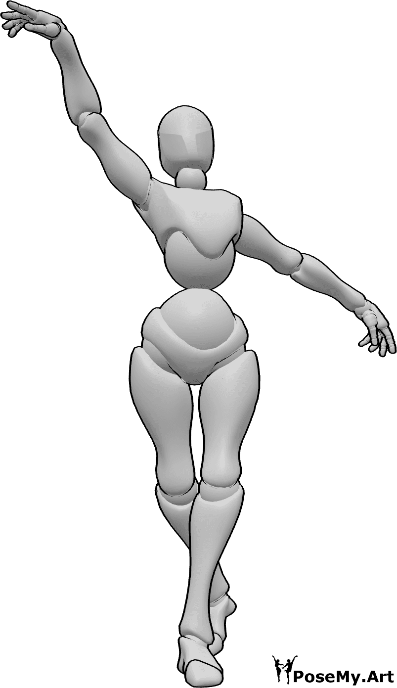 Posen-Referenz- Elegante Tanzhand-Pose - Frau tanzt und hebt elegant ihre Hände hoch und schaut nach vorne, elegante Handhaltung