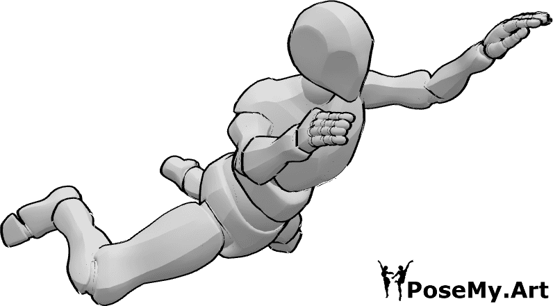 Referência de poses- Postura dos joelhos em queda - Homem a cair em pose de joelhos