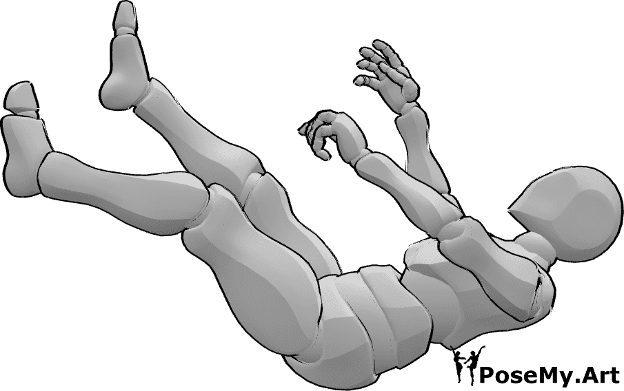 Référence des poses- Pose de l'eau qui tombe - Homme tombant dans l'eau pose