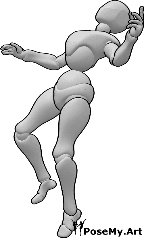 Referencia de poses- Postura de tiro en caída - Mujer cayendo desde una pose de tiro
