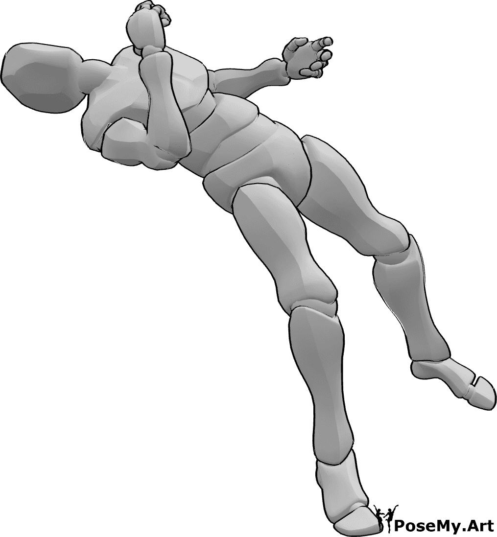 Référence des poses- Homme en train de chuter, pose de coup de poing - Homme tombant d'un coup de poing