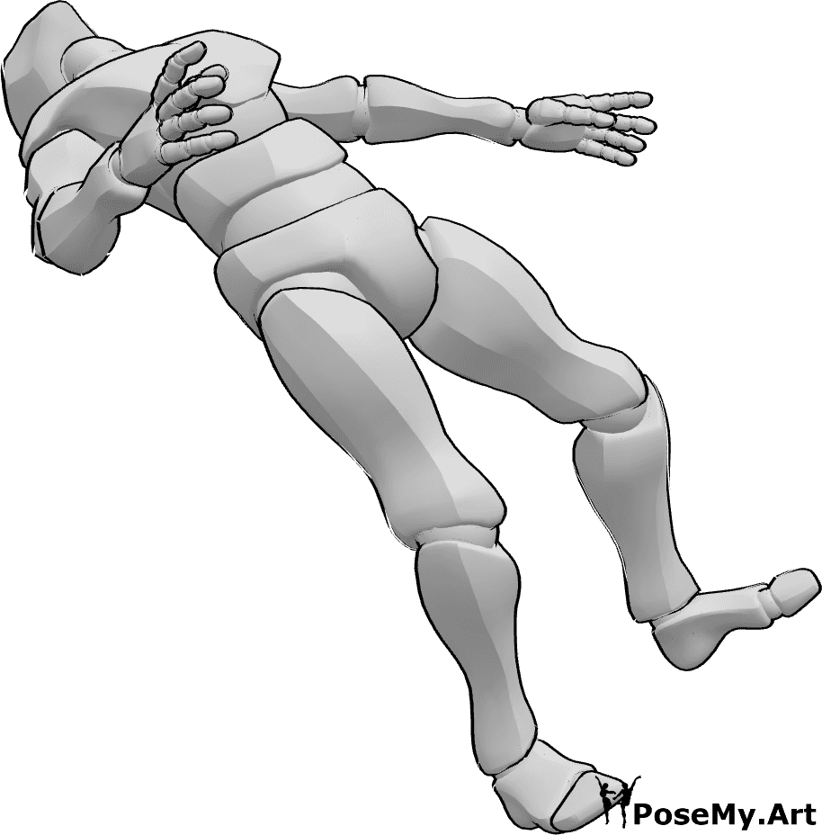 Pose Reference- Male knockout pose - Male is falling due to knockout