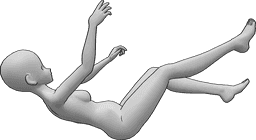 Referencia de poses- Anime cayendo hacia atrás - Mujer anime está cayendo hacia atrás, flotando en el aire inconscientemente