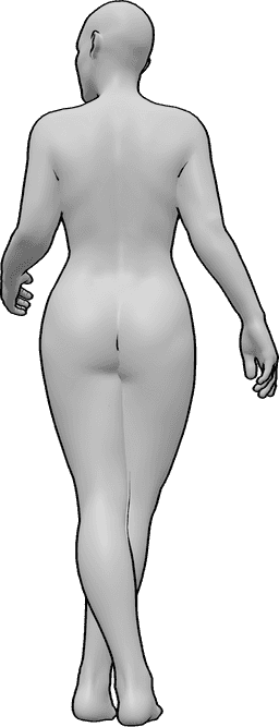 Référence des poses- Femme jambes croisées en position debout - La femme est debout, les jambes croisées et regarde légèrement vers la gauche.