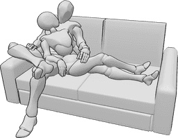 Pose Reference - man and woman cuddling - man and woman cuddling on the couche 