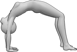 Référence des poses- Pose de yoga du pont de l'anime - Une femme anime fait un pont, une femme anime fait une pose de yoga
