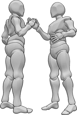Referência de poses- Pose de aperto de mão masculino - Dois homens cumprimentam-se com um aperto de mão, pose de cumprimento masculino