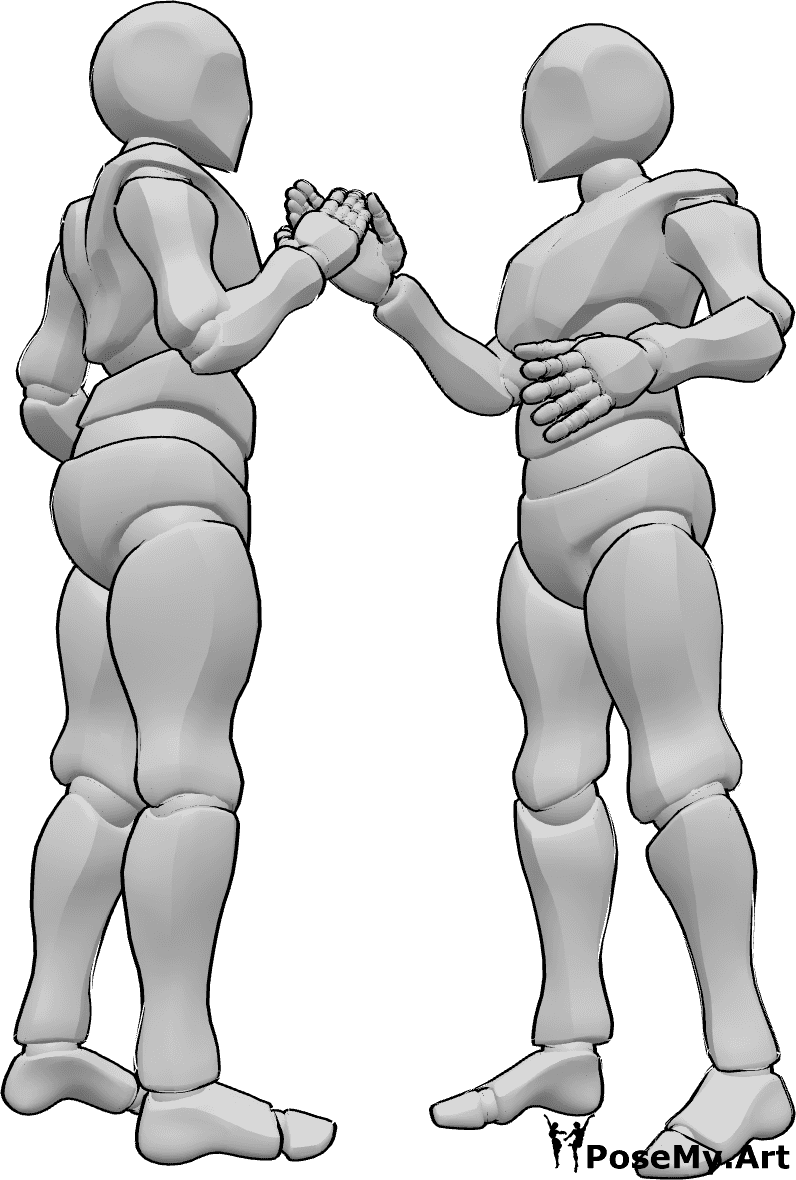 Pose Reference- Male handshake pose - Two males are greeting each other with a handshake, male greeting pose