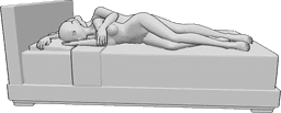 Référence des poses- Couple d'anime endormi - Un couple d'hommes et de femmes dort ensemble, l'homme fait un câlin à la femme.